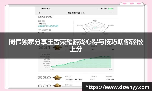 周伟独家分享王者荣耀游戏心得与技巧助你轻松上分