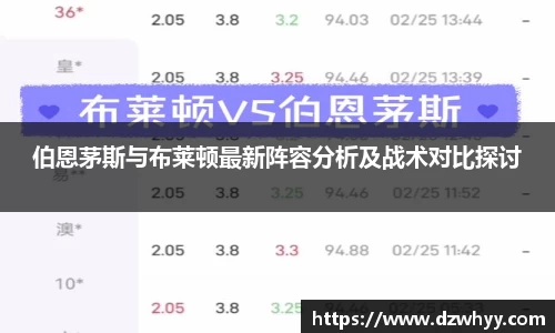 伯恩茅斯与布莱顿最新阵容分析及战术对比探讨
